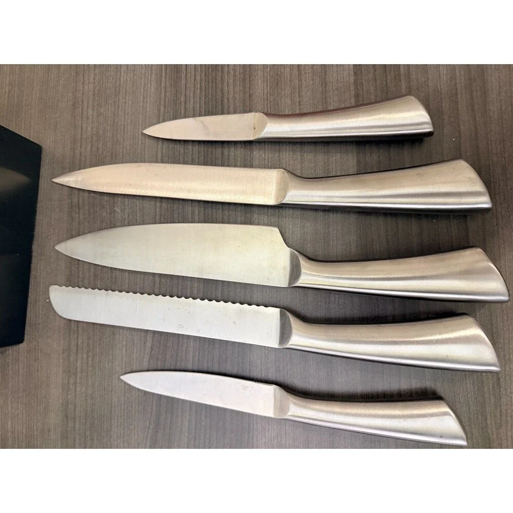 Il Mulino New York 5 Piece Stainless Steel Kitchen Knife Set With Block